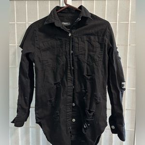 Thrill Jeans, jean ripped black jacket size S